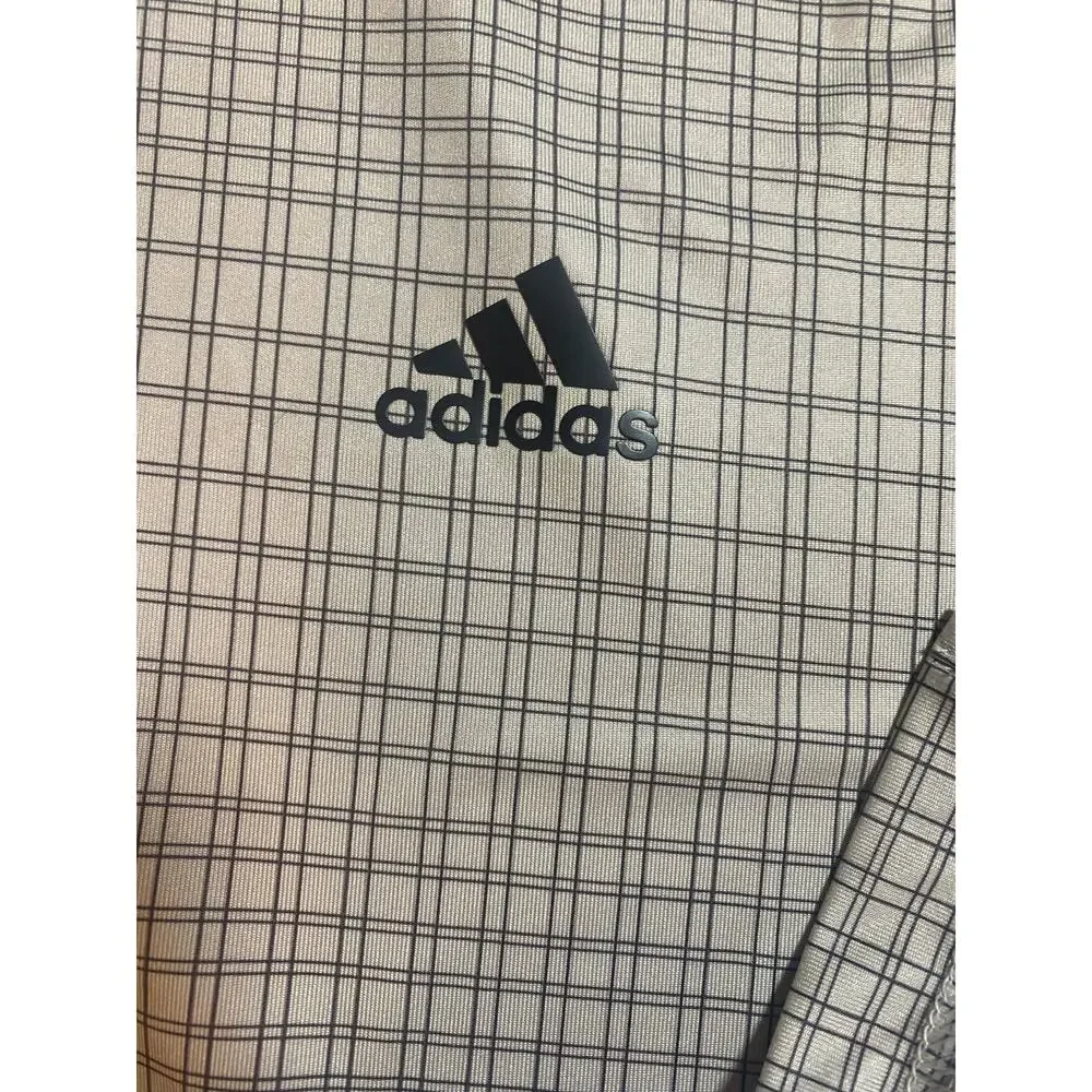 Adidas Golf Polo Shirt Men's XL Performance Climalite Plaid Check Short Sleeve
